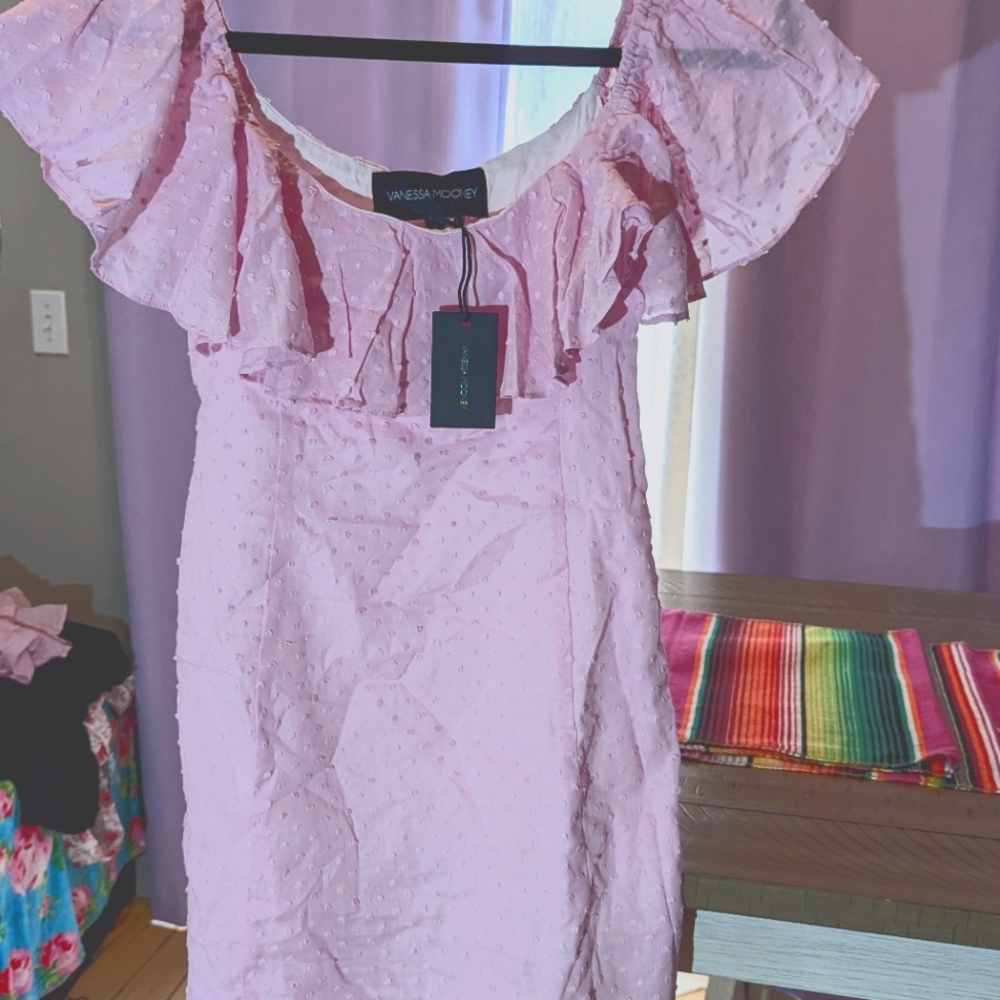 Dress size small and  medium pastel pink polka dots